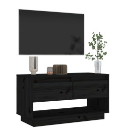 Meuble TV Noir 74x34x40 cm Bois de pin massif