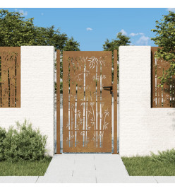 Portail de jardin 105x180 cm acier corten design de bambou