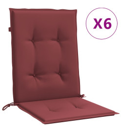 Coussins de chaise dossier bas lot de 6 rouge bordeaux mélangé