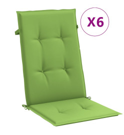 Coussins de chaise à dossier haut lot de 6 vert mélangé tissu