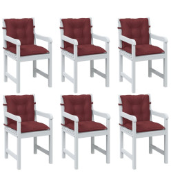 Coussins de chaise dossier bas lot de 6 rouge bordeaux mélangé