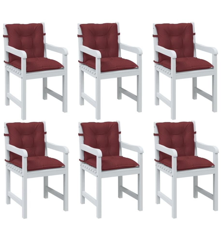 Coussins de chaise dossier bas lot de 6 rouge bordeaux mélangé