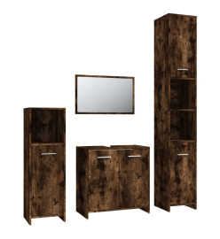 Ensemble de meubles de salle de bain 4 pcs Chêne fumé Bois