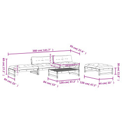 Salon de jardin 5 pcs avec coussins bois massif