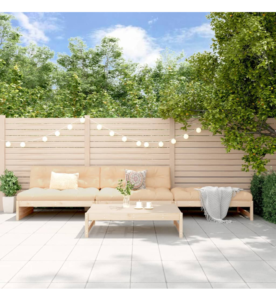 Salon de jardin 4 pcs avec coussins bois massif