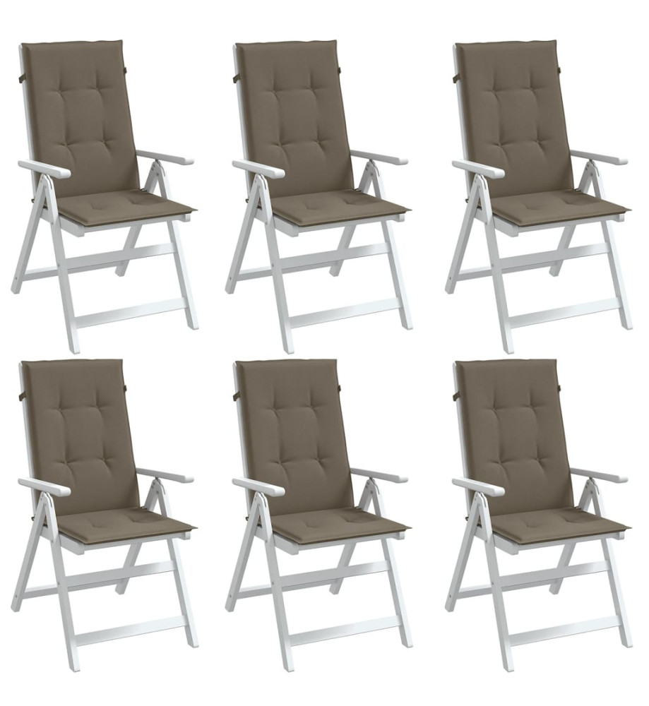 Coussins de chaise à dossier haut lot de 6 taupe mélangé tissu