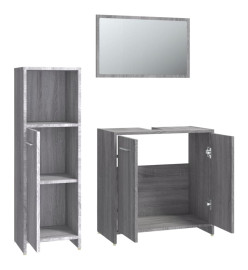 Ensemble de meubles de salle de bain 3 pcs Sonoma gris