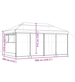 Tente de réception pliable escamotable 4 parois latérales noir