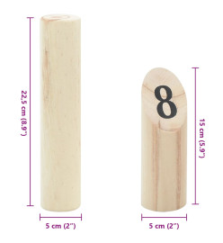 Ensemble de jeu Number Kubb 13 pcs sac de transport pin massif