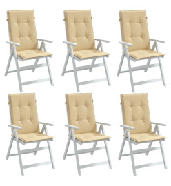 Coussins de chaise à dossier haut lot de 6 beige mélangé tissu