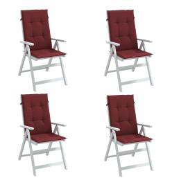 Coussins de chaise dossier haut lot de 4 rouge bordeaux mélangé