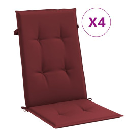 Coussins de chaise dossier haut lot de 4 rouge bordeaux mélangé