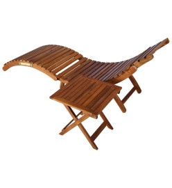 Chaise longue de jardin avec table et coussin Bois d'acacia
