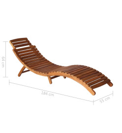 Chaise longue de jardin avec table et coussin Bois d'acacia