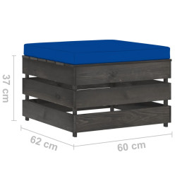 Pouf sectionnel avec coussin Bois imprégné de gris