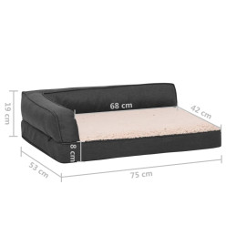 Matelas de lit ergonomique pour chien 75x53 cm Gris foncé