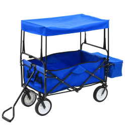 Chariot à main pliable avec toit Acier Bleu