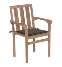 Chaises de jardin empilables avec coussins 8 pcs Teck solide