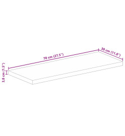 Dessus de table 70x30x3,8 cm rectangulaire bois massif d'acacia