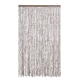 Rideau anti-mouches taupe et blanc 118x220 cm chenille