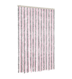 Rideau anti-mouches gris argenté et rose 118x220 cm chenille