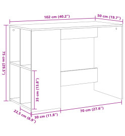 Bureau noir 102x50x75 cm bois d'ingénierie