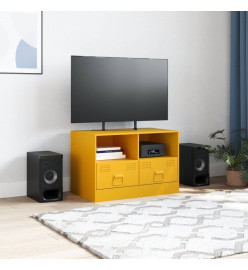 Meuble TV jaune moutarde 67x39x44 cm acier