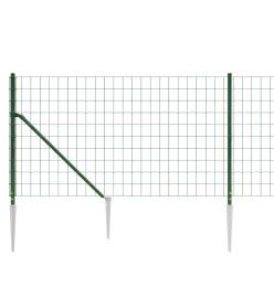 Clôture en treillis métallique et piquet d'ancrage vert 1,1x10m