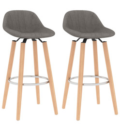 Tabourets de bar lot de 2 gris clair tissu