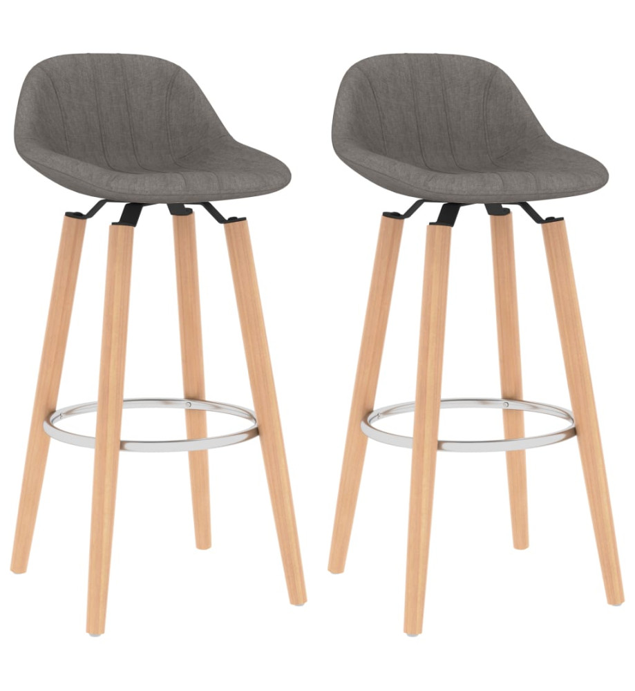 Tabourets de bar lot de 2 gris clair tissu