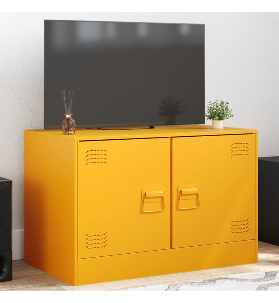 Meuble TV jaune moutarde 67x39x44 cm acier