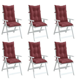 Coussins de chaise dossier haut lot de 6 rouge bordeaux mélangé