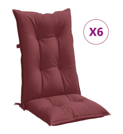 Coussins de chaise dossier haut lot de 6 rouge bordeaux mélangé