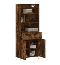 Buffet haut Chêne fumé 69,5x34x180 cm Bois d'ingénierie