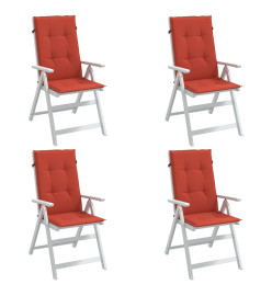 Coussins de chaise à dossier haut lot de 4 rouge mélangé tissu