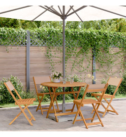 Ensemble à manger de jardin 5 pcs taupe tissu et bois massif