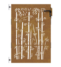 Portail de jardin 85x150 cm acier corten design de bambou