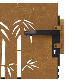 Portail de jardin 85x150 cm acier corten design de bambou