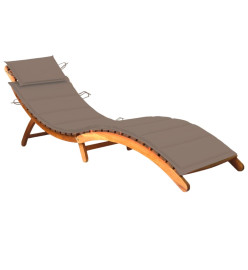 Chaise longue de jardin avec coussin Bois d'acacia solide