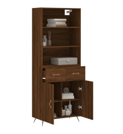 Buffet haut Chêne marron 69,5x34x180 cm Bois d'ingénierie