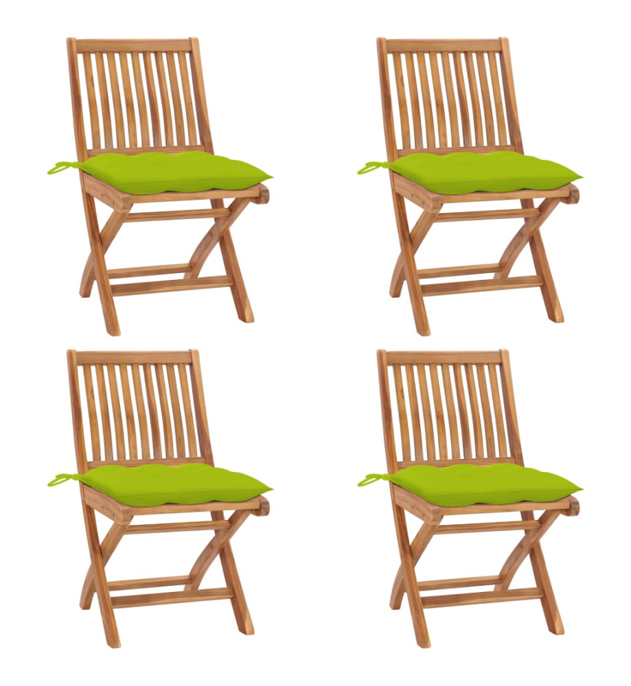 Chaises pliables de jardin avec coussins 4 pcs Teck solide Chaises pliables de jardin avec coussins 4 pcs Teck solide
