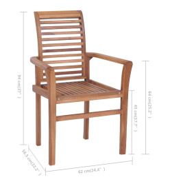 Chaises à dîner 8 pcs avec coussins taupe Bois de teck solide