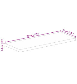 Dessus de table 70x20x3,8 cm rectangulaire bois massif d'acacia