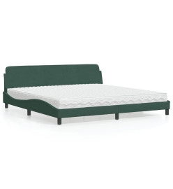 Lit avec matelas vert foncé 200x200 cm velours