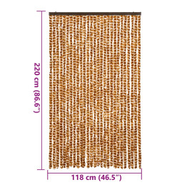 Rideau anti-mouches ocre et blanc 118x220 cm chenille