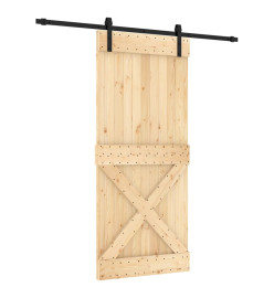 Porte coulissante et kit de quincaillerie 90x210 cm pin massif