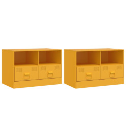 Meubles TV 2 pcs jaune moutarde 67x39x44 cm acier