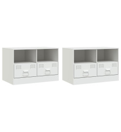 Meubles TV 2 pcs blanc 67x39x44 cm acier