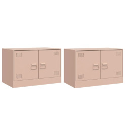 Meubles TV 2 pcs rose 67x39x44 cm acier