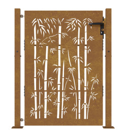 Portail de jardin 105x130 cm acier corten design de bambou